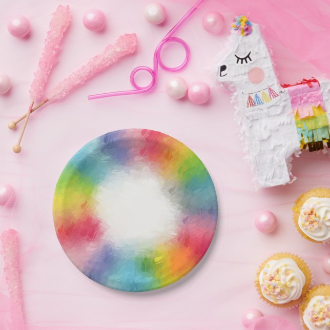 Plato De Papel Personalizado Plantilla Moderna Elegante Ronda Col (Fiesta)