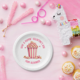 Plato De Papel Personalizado Popcorn El día de San Valentín