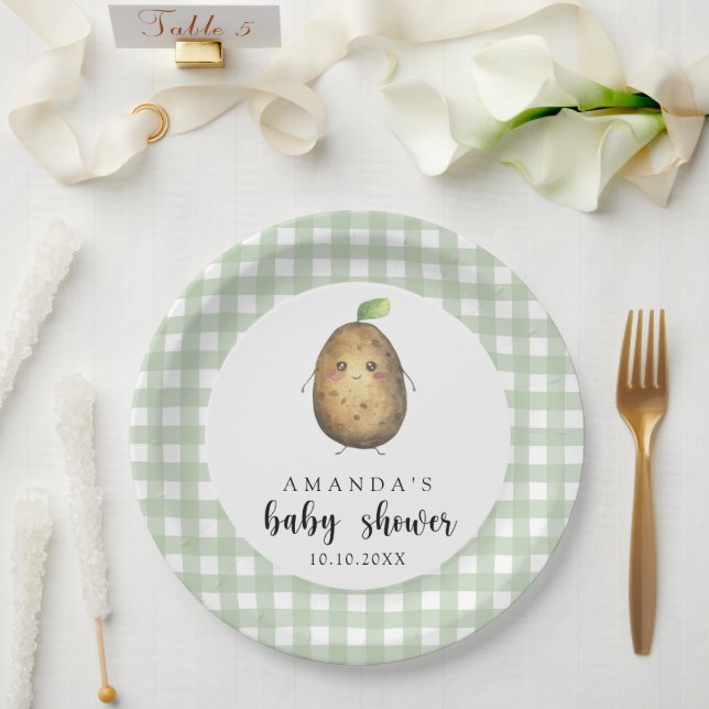 Plato De Papel Personalizado Potato Baby Shower (Boda)