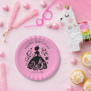 Plato De Papel Personalizado Princesa fiesta de cumpleaños