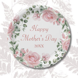 Plato De Papel Personalizado Rosa Floral Feliz Día de la Madre