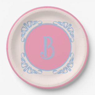 Plato De Papel Personalizado rosa y azul