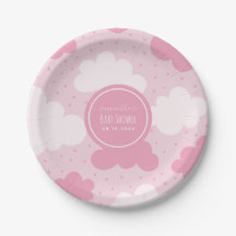Personalizado rosa y blanco nubes Chica Baby Showe