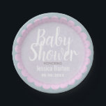 Plato De Papel Personalizado rosa y gris pastel suave Baby Shower<br><div class="desc">Platos de papel personalizado para la ducha de una niña.</div>