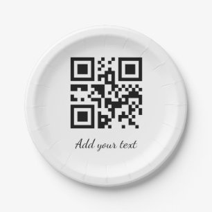 Plato De Papel personalizado simple código QR agregar el texto d