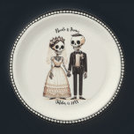 Plato De Papel Personalizado Skeleton Bride   Groom Whimsical Bod<br><div class="desc">Personalizar con cualquier texto. Los elementos coincidentes están disponibles.</div>