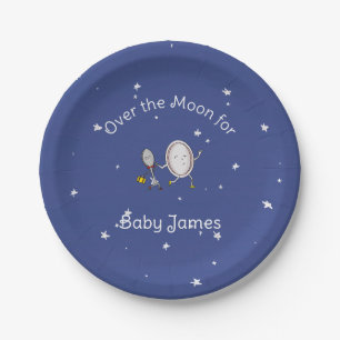 Plato De Papel Personalizado Sobre La Luna Hey Diddle Baby Shower