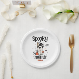 Plato De Papel Personalizado Spooky Mama Halloween - Fantasma, Ga