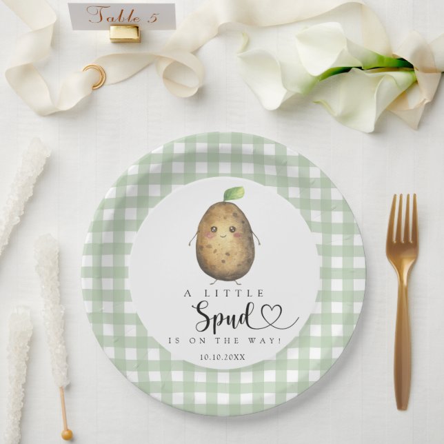 Plato De Papel Personalizado Spud Baby Shower (Boda)