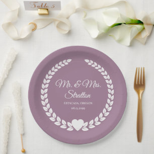 Plato De Papel Personalizado Sr. y Sra. Bride y Groom New