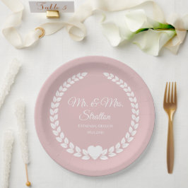 Plato De Papel Personalizado Sr. y Sra. Bride y Groom New
