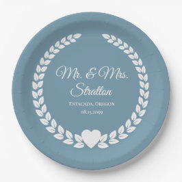 Plato De Papel Personalizado Sr. y Sra. Bride y Groom New