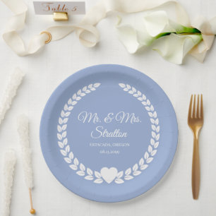 Plato De Papel Personalizado Sr. y Sra. Bride y Groom New