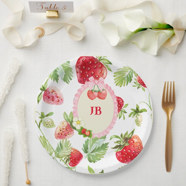 Plato De Papel Personalizado Strawberry (Boda)