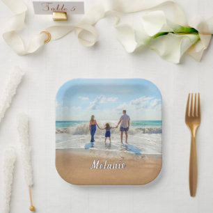 Plato De Papel Personalizado Su Papel Fotográfico Placa Nombre Pe