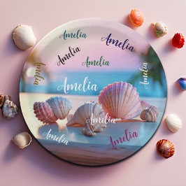 Plato De Papel Personalizado Summer Beach Elegant