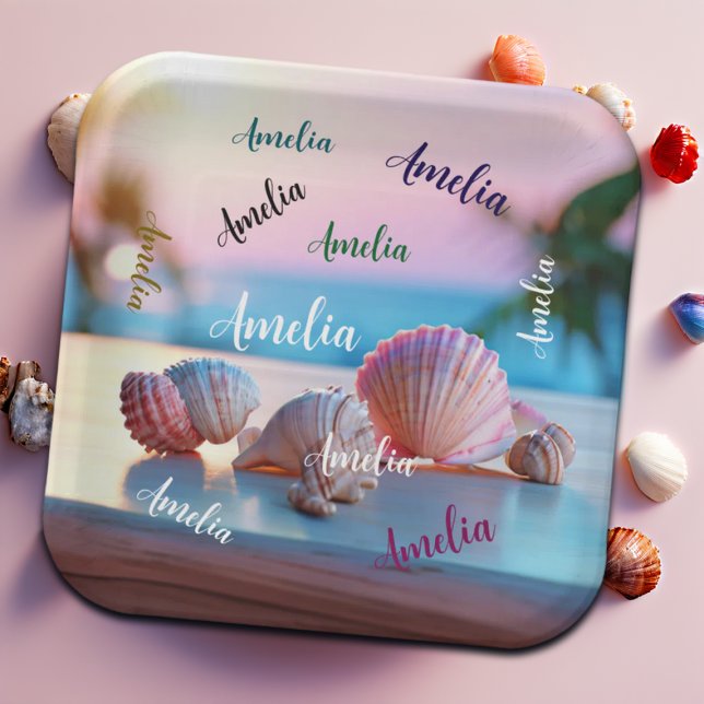 Plato De Papel Personalizado Summer Beach Elegant (Subido por el creador)