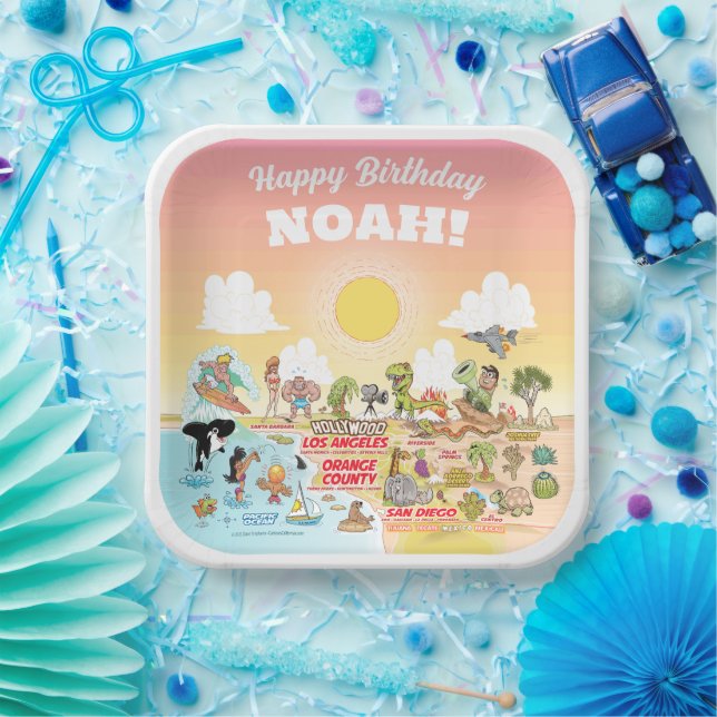 Plato De Papel Personalizado Sunny SoCal (Fiesta)