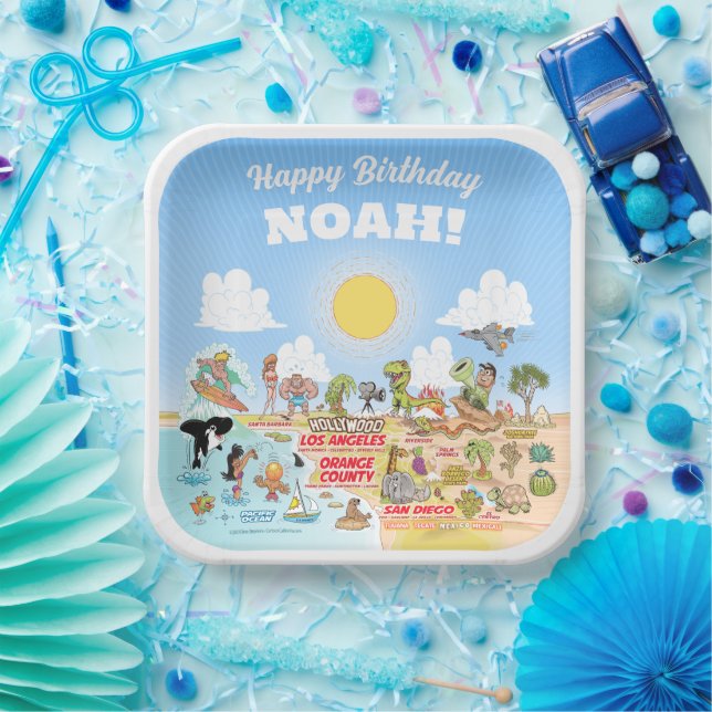 Plato De Papel Personalizado Sunny SoCal (Fiesta)