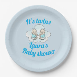 Plato De Papel Personalizado sus placas de fiesta para bebé gemel