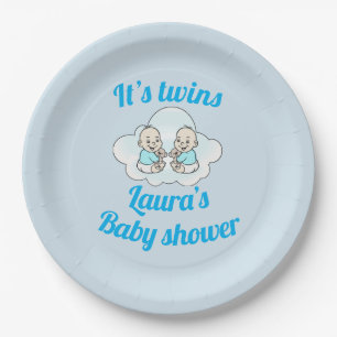 Plato De Papel Personalizado sus placas de fiesta para bebé gemel