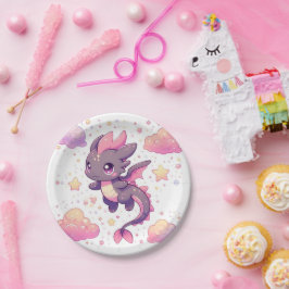 Plato De Papel Personalizado Sweet Dragon Baby Shower
