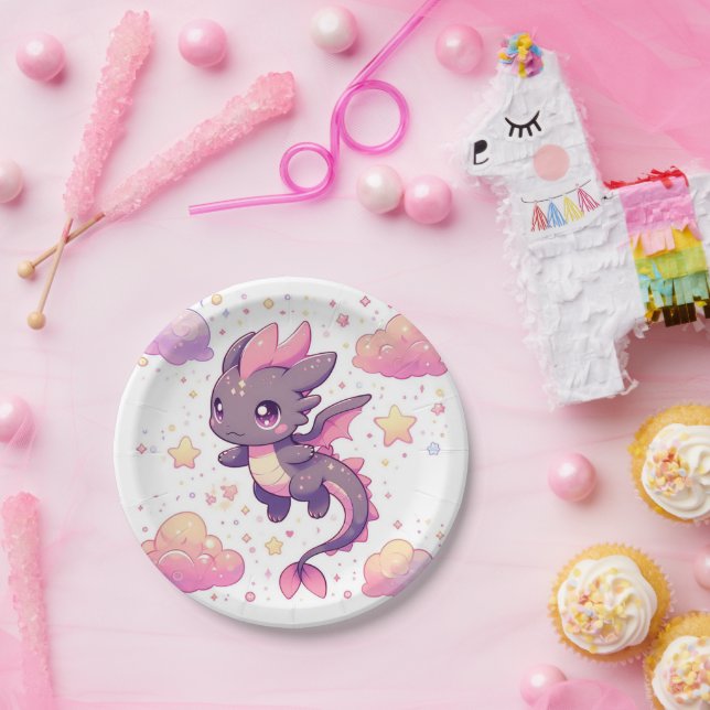 Plato De Papel Personalizado Sweet Dragon Baby Shower (Fiesta)