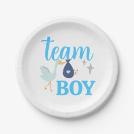 Plato De Papel Personalizado Team Boy Género Revelar Fiesta Azul