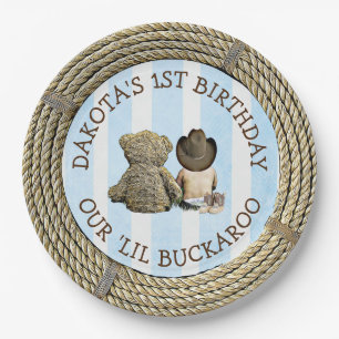 Plato De Papel Personalizado tema de Cowboy de primer cumpleaños