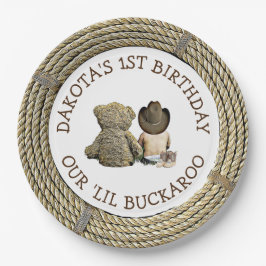 Plato De Papel Personalizado tema de Cowboy de primer cumpleaños
