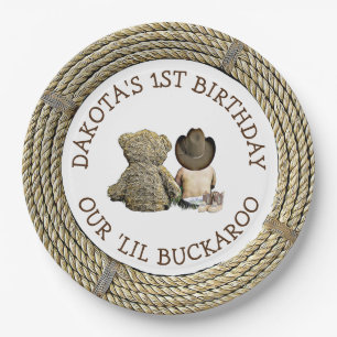 Plato De Papel Personalizado tema de Cowboy de primer cumpleaños