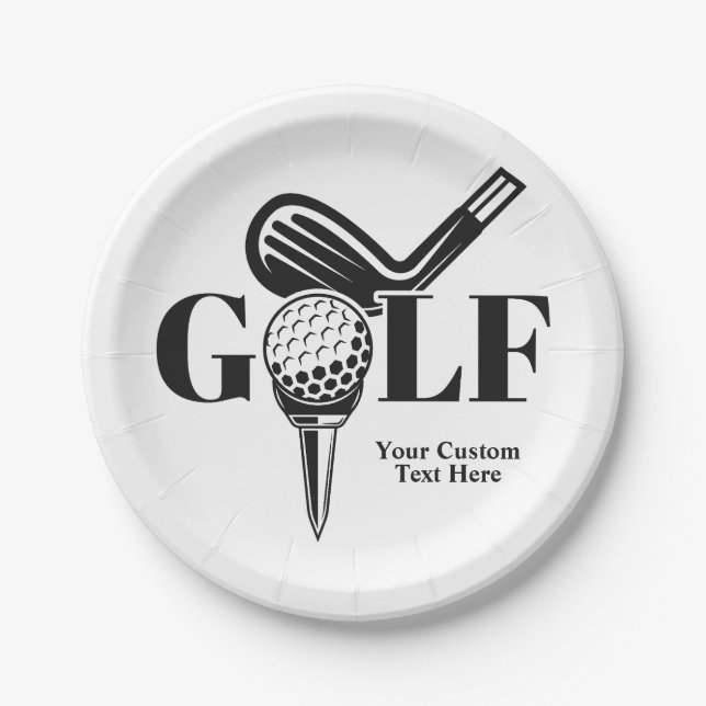 Plato De Papel Personalizado Text Golf (Anverso)