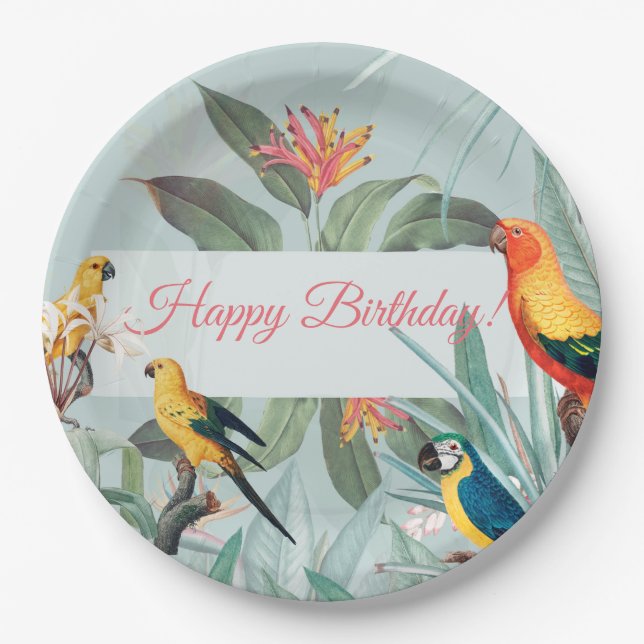 Plato De Papel Personalizado Tropical (Anverso)
