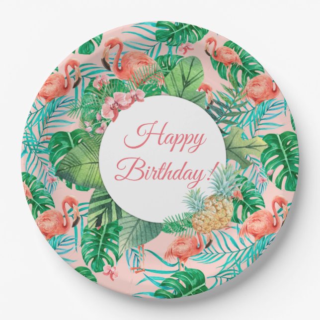 Plato De Papel Personalizado Tropical (Anverso)
