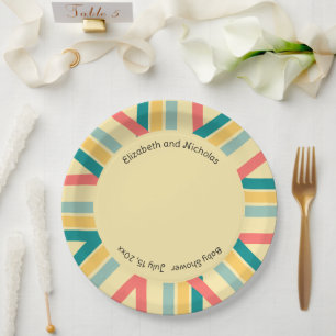 Plato De Papel Personalizado Vamos a conseguir una playa multicol