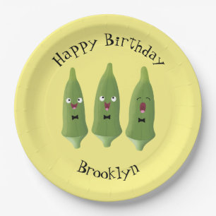 Plato De Papel Personalizado vegetal de okra cantante