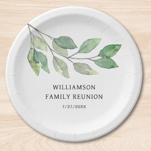 Plato De Papel Personalizado verde de la unión familiar