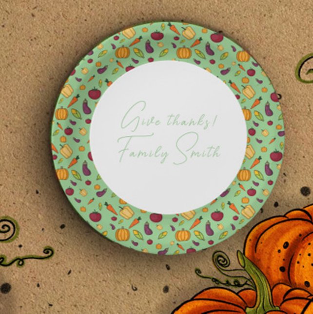 Plato De Papel Personalizado verde del patrón de verduras de Acci (Subido por el creador)