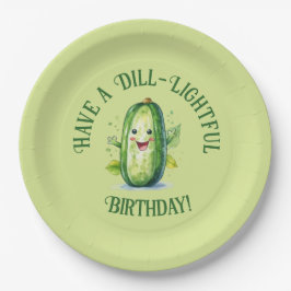 Plato De Papel Personalizado verde lindo Pickle Cumpleaños