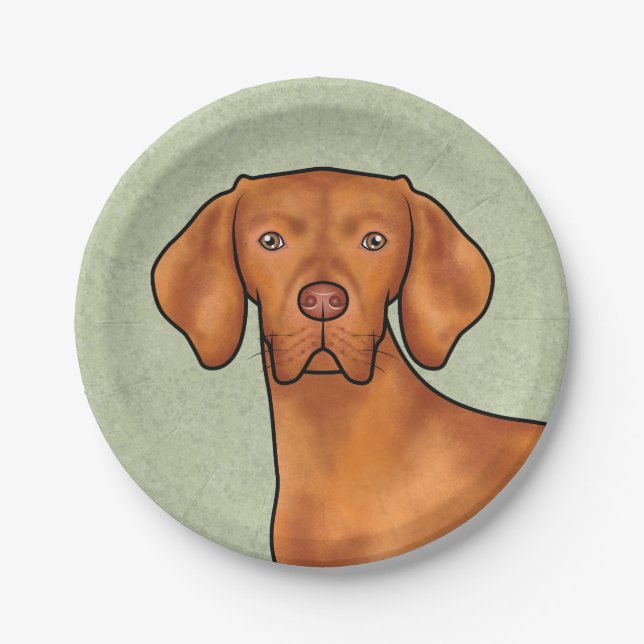 Plato De Papel Personalizado Vizsla húngaro Cabeza de perro punte (Anverso)