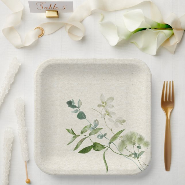 Plato de papel personalizado Wildflower (Boda)