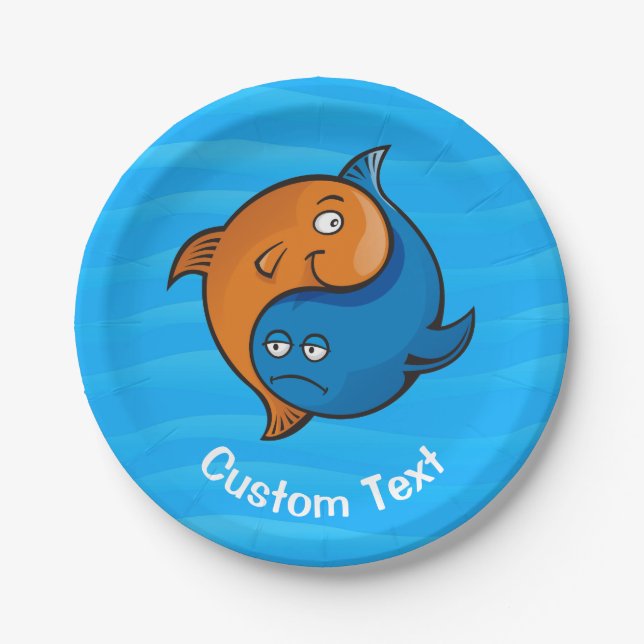 Plato De Papel Personalizado Yin Yang Fish (Anverso)