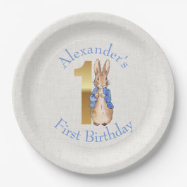 Plato De Papel Personalizar a Peter el conejo Primer cumpleaños