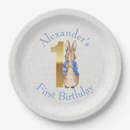 Plato De Papel Personalizar a Peter el conejo Primer cumpleaños