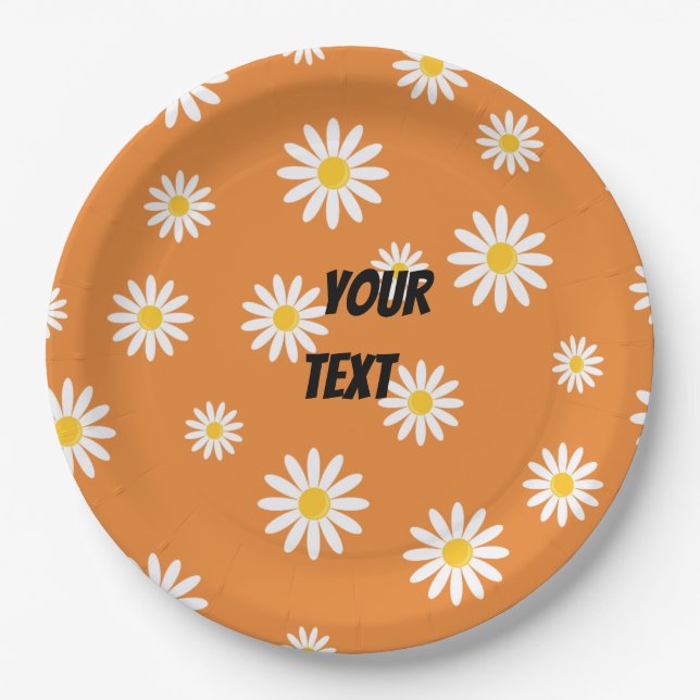 Plato De Papel Personalizar Chamomile Flowers Fiesta (Anverso)