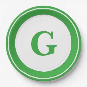 Plato De Papel Personalizar: Círculo Minimalista negrita Verde in