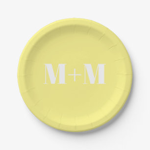 Plato De Papel Personalizar con letra inicial blanca Número amari