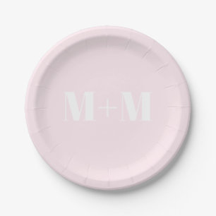 Plato De Papel Personalizar con letra inicial blanca Número rosa