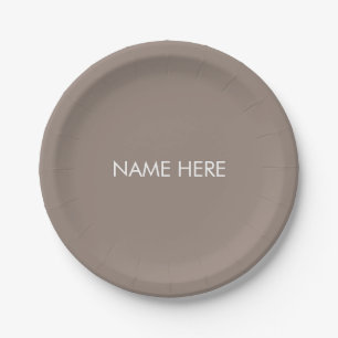 Plato De Papel Personalizar con nombre, texto minimalista beige g