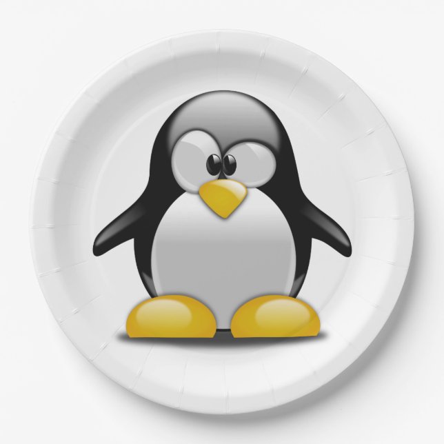 Plato De Papel Personalizar Cute pingüino Fiesta placa para niños (Anverso)